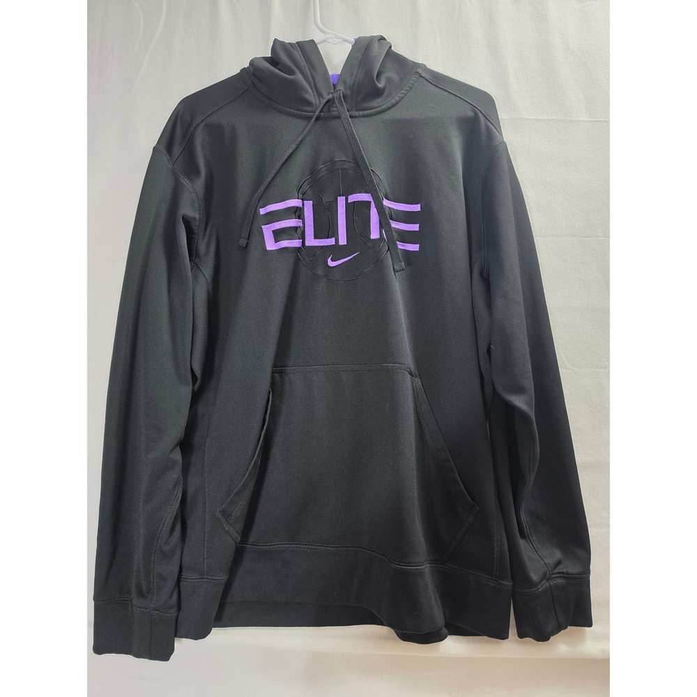 Nike Elite Therma-FIT Basketball Hoodie Mens XL Black Purple Pullover Sweatshirt